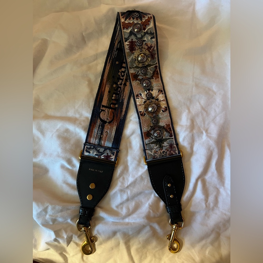 Dior Canvas Embroidered Studded KaleiDiorscopic Shoulder Strap Multicolor